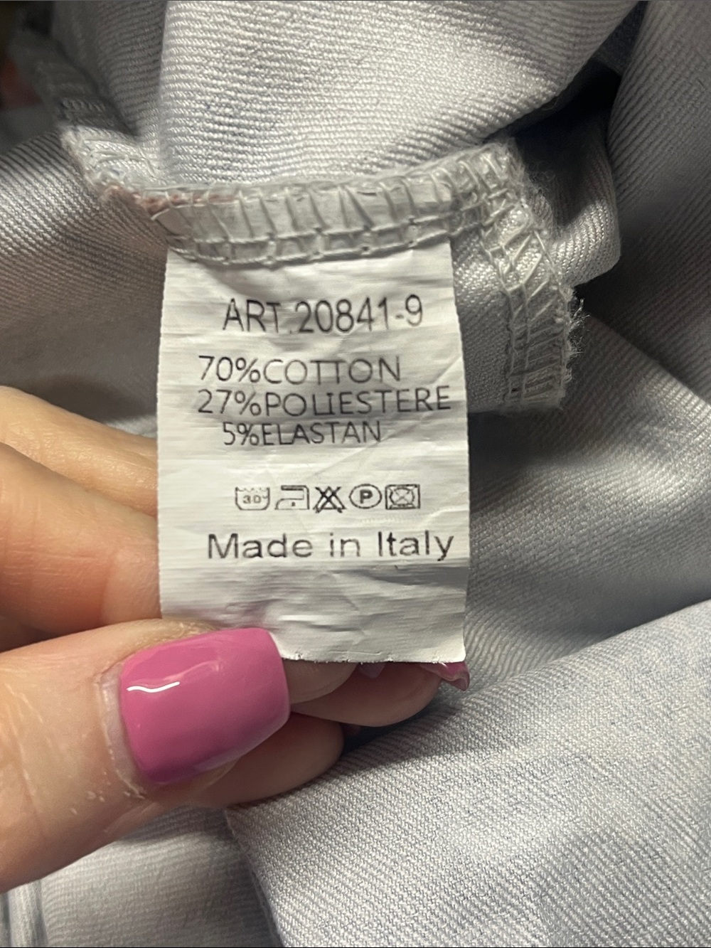 Made In Italy Light Gray Floral Pull On Pants - Picture 9 of 14